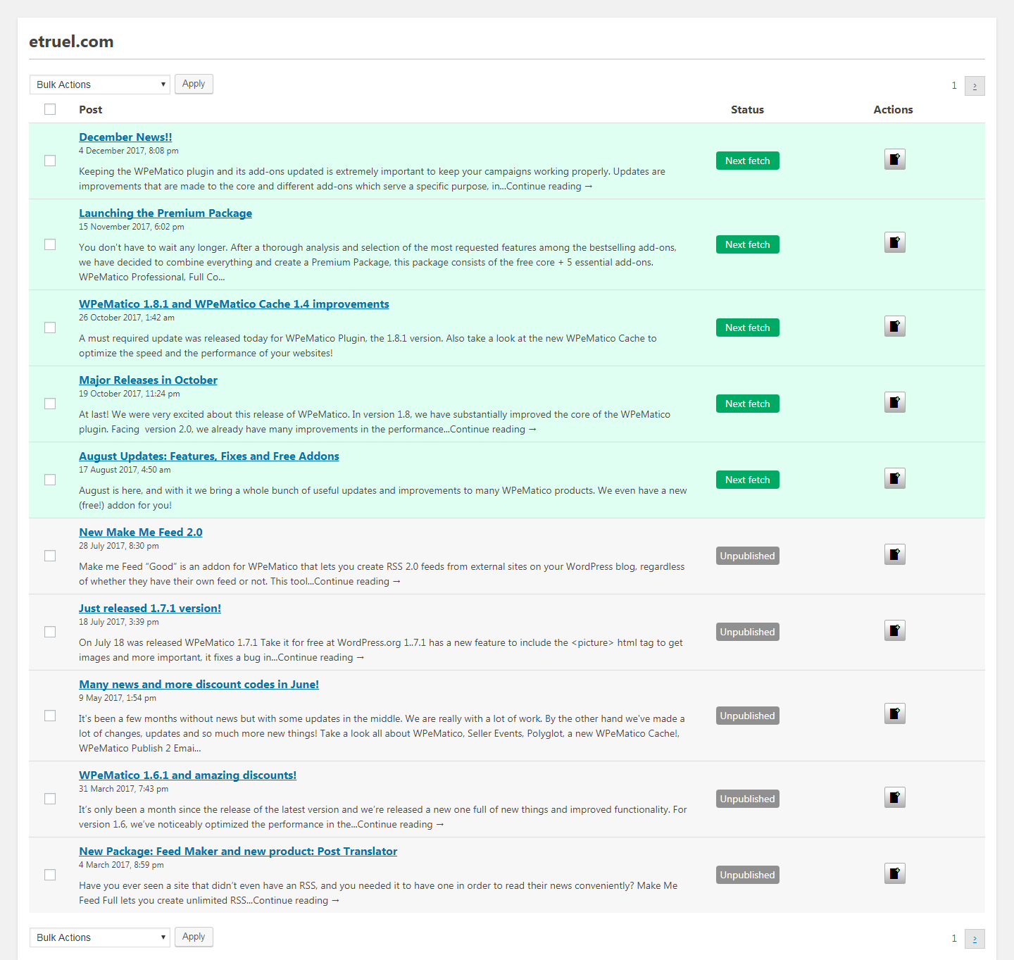 feed list - WPeMatico