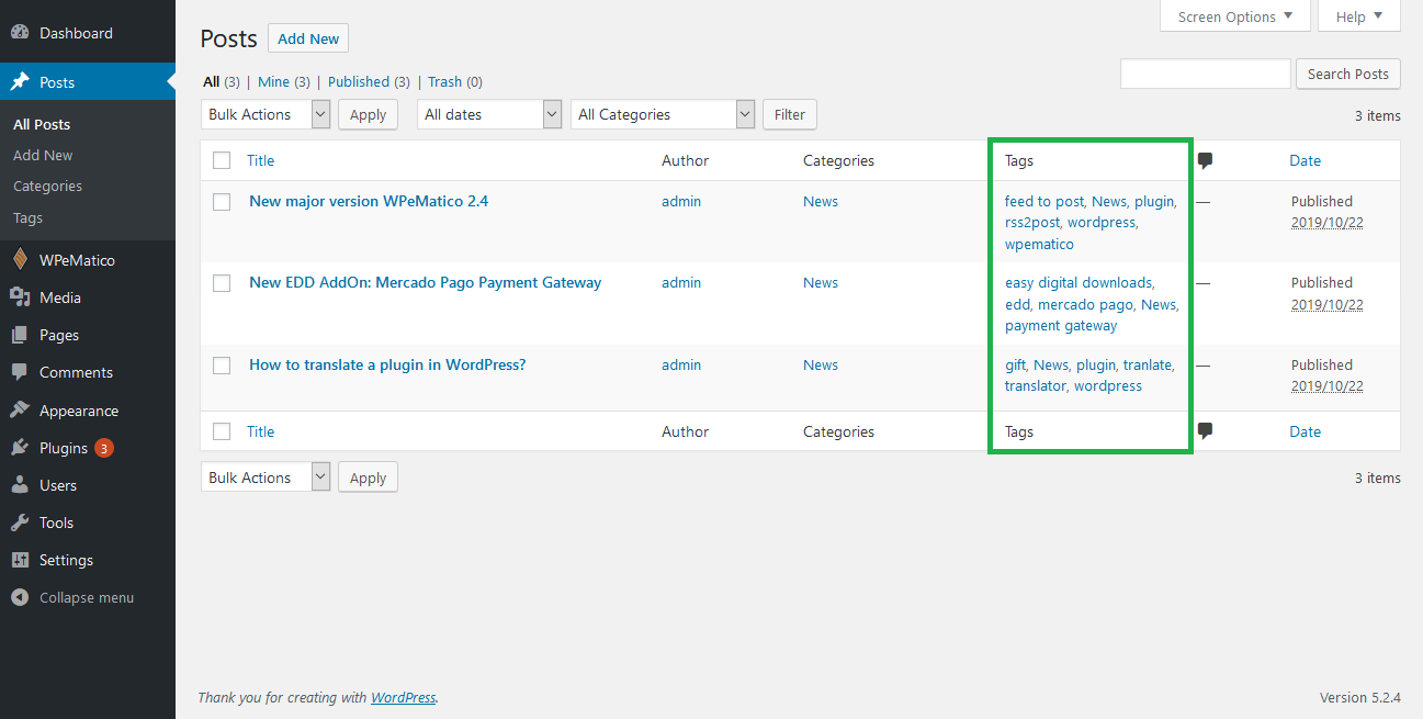 WPeMatico Facebook Fetcher - facebook settings